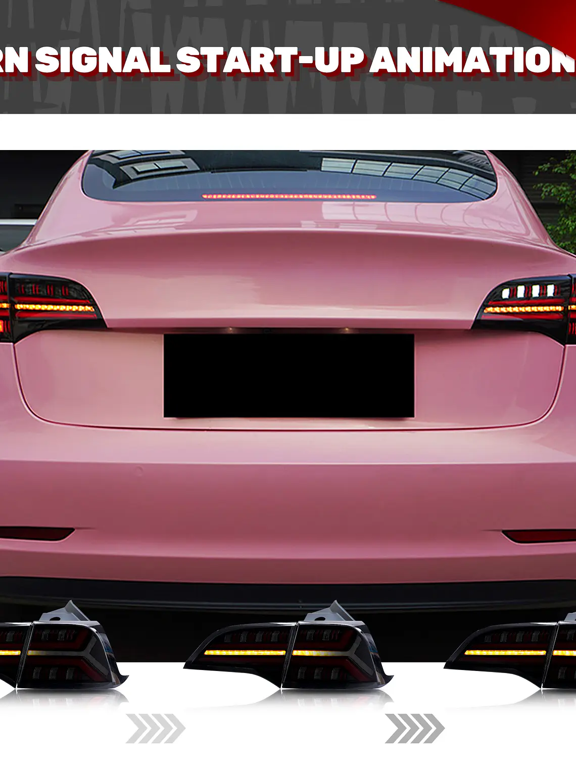 LED Tesla Model 3 Model Y 2017-2022 Sequential Yellow Turn Signal Dynamic Animation 4