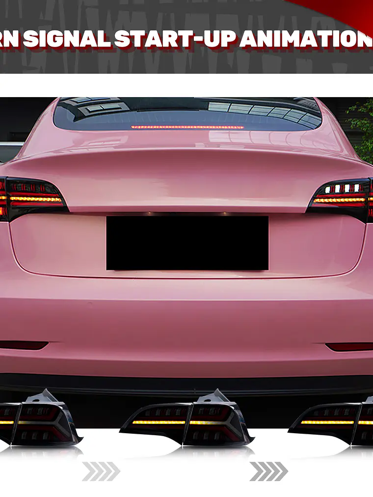 LED Tesla Model 3 Model Y 2017-2022 Sequential Yellow Turn Signal Dynamic Animation 4