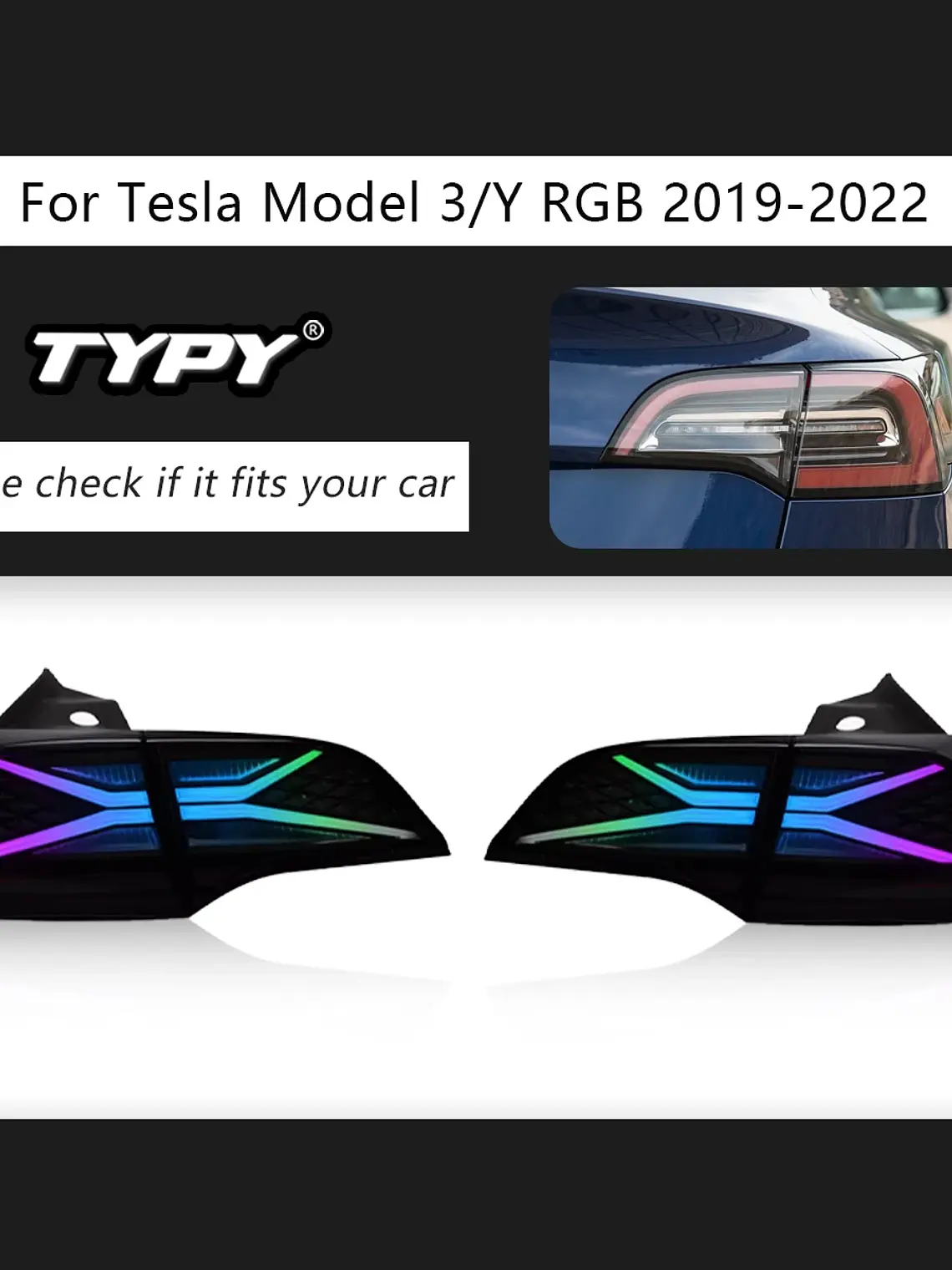 Tesla Model 3/Y RGB 2019-2022 Taillight LED Projector Tail Lamp 8