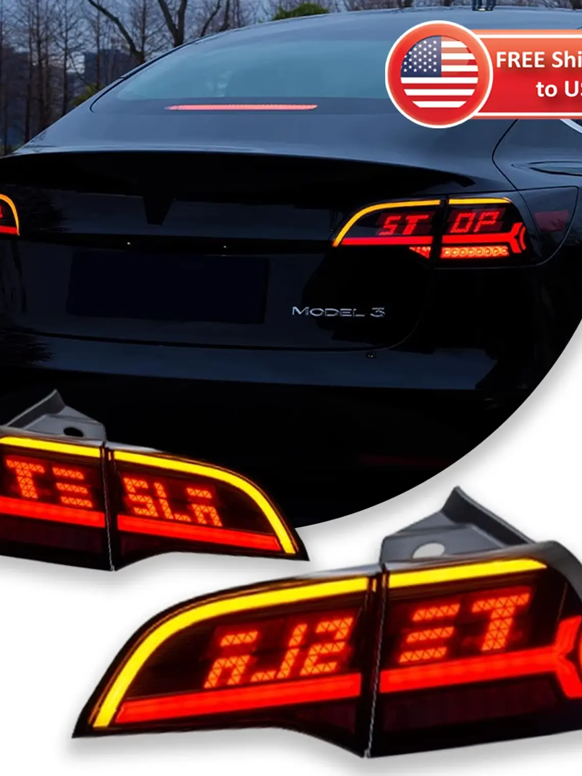 Car Lights For Tesla Model 3 /Y 2019-2022 Taillight LED Projector Tail Lamp 2