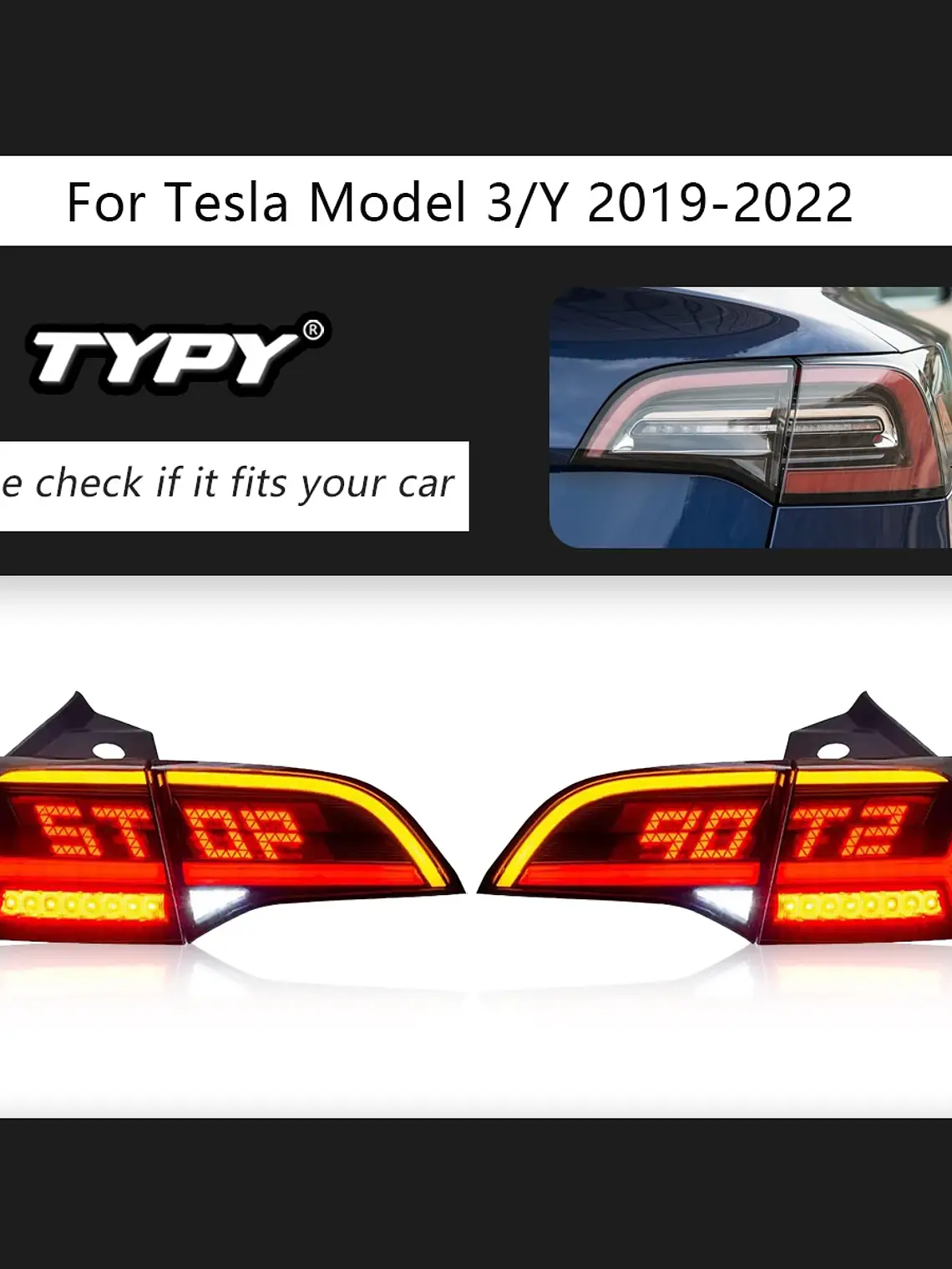 Car Lights For Tesla Model 3 /Y 2019-2022 Taillight LED Projector Tail Lamp 7