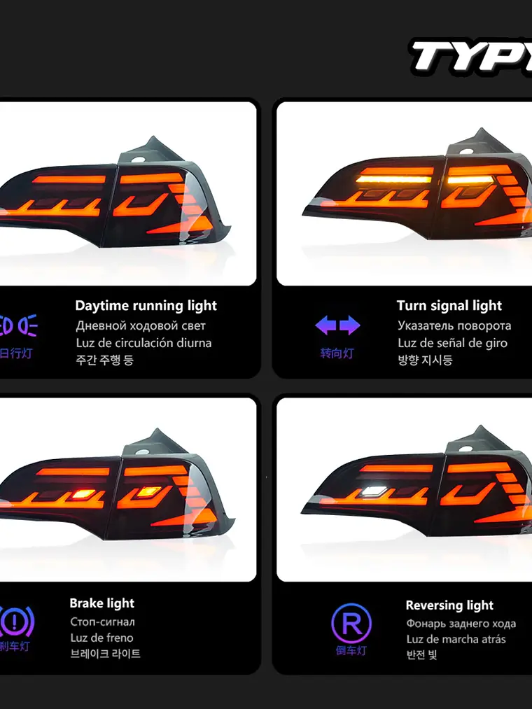 Tesla Model 3 Model Y 2019-2022 Full LED Set with DRL Sequential Turn Signal Taillights 5