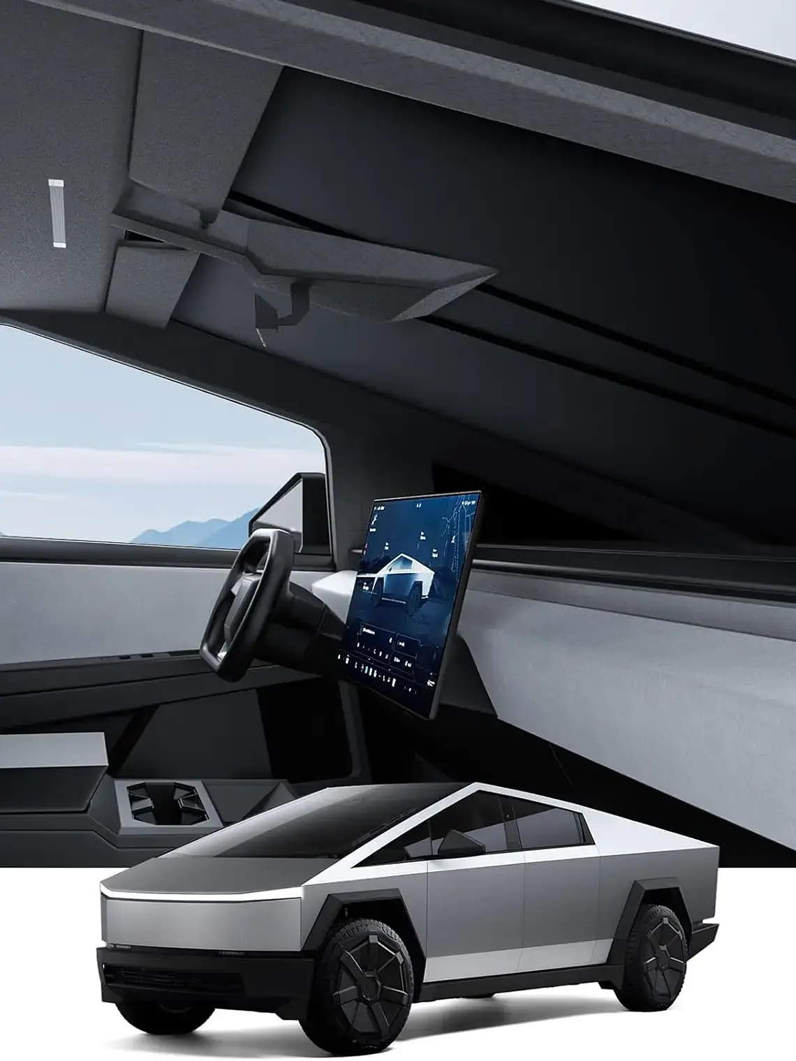 Tesla Cybertruck Windshield Sunshade with Nano Ice Crystal Cooling 1