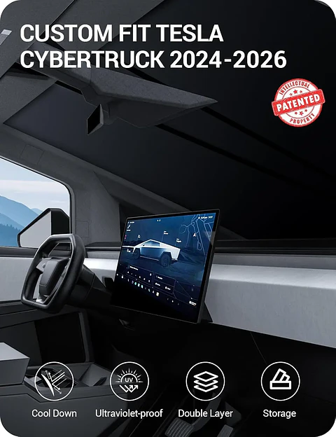 Tesla Cybertruck Windshield Sunshade with Nano Ice Crystal Cooling
