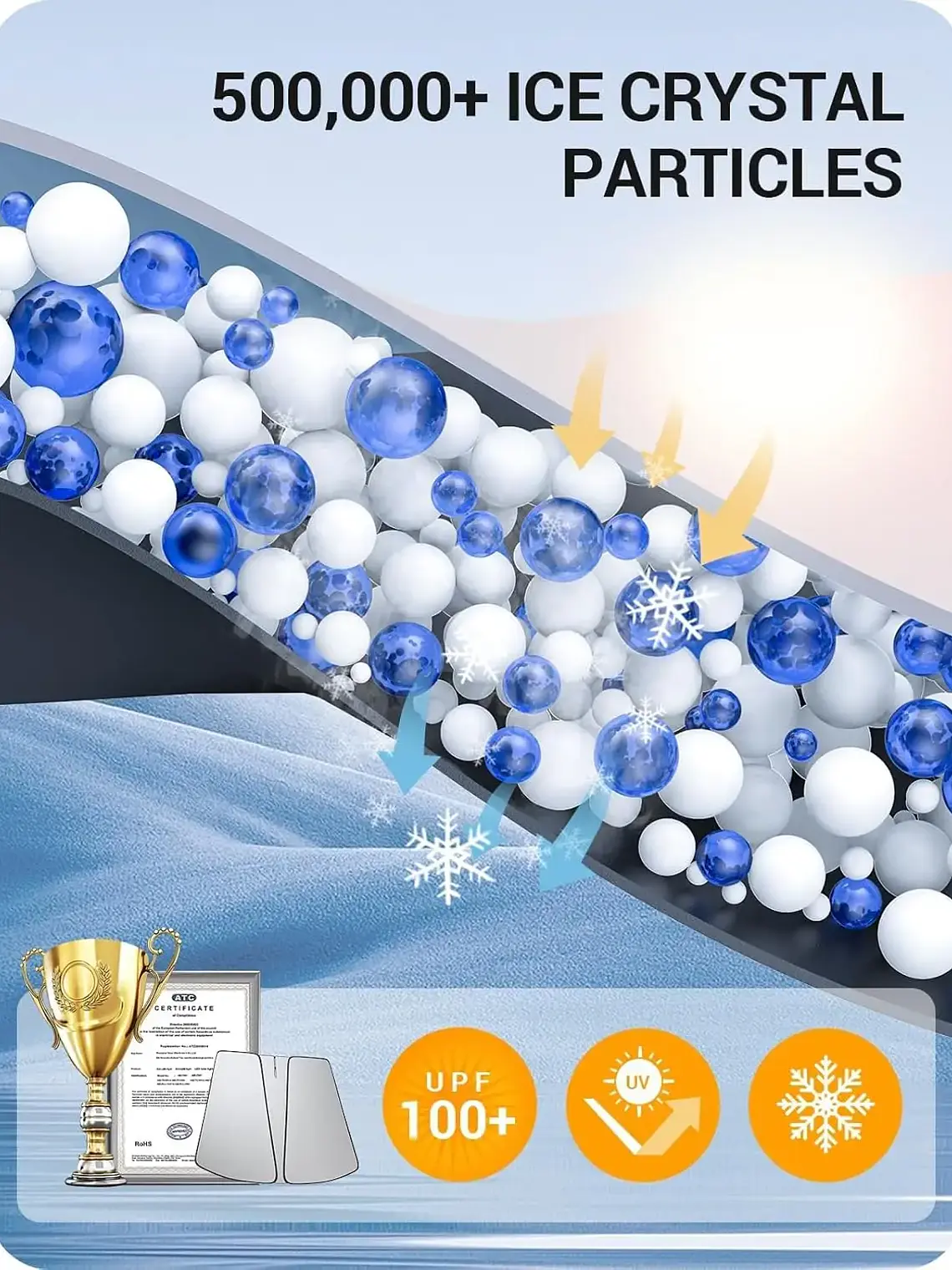 Tesla Cybertruck Windshield Sunshade with Nano Ice Crystal Cooling 3