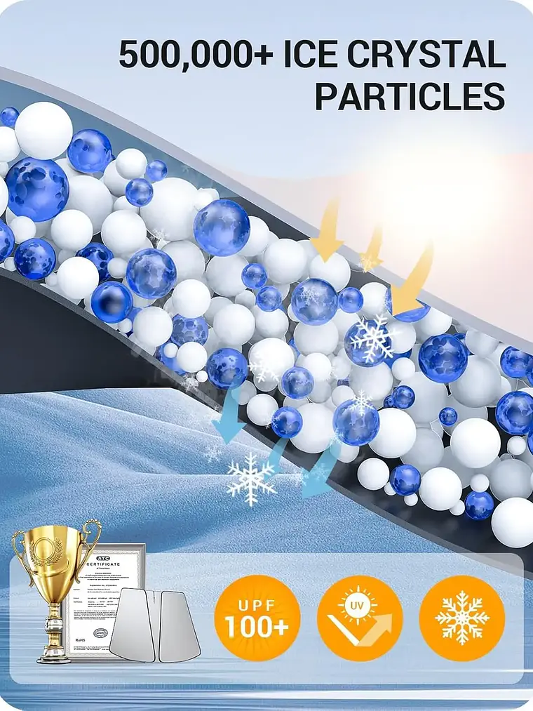 Tesla Cybertruck Windshield Sunshade with Nano Ice Crystal Cooling 3