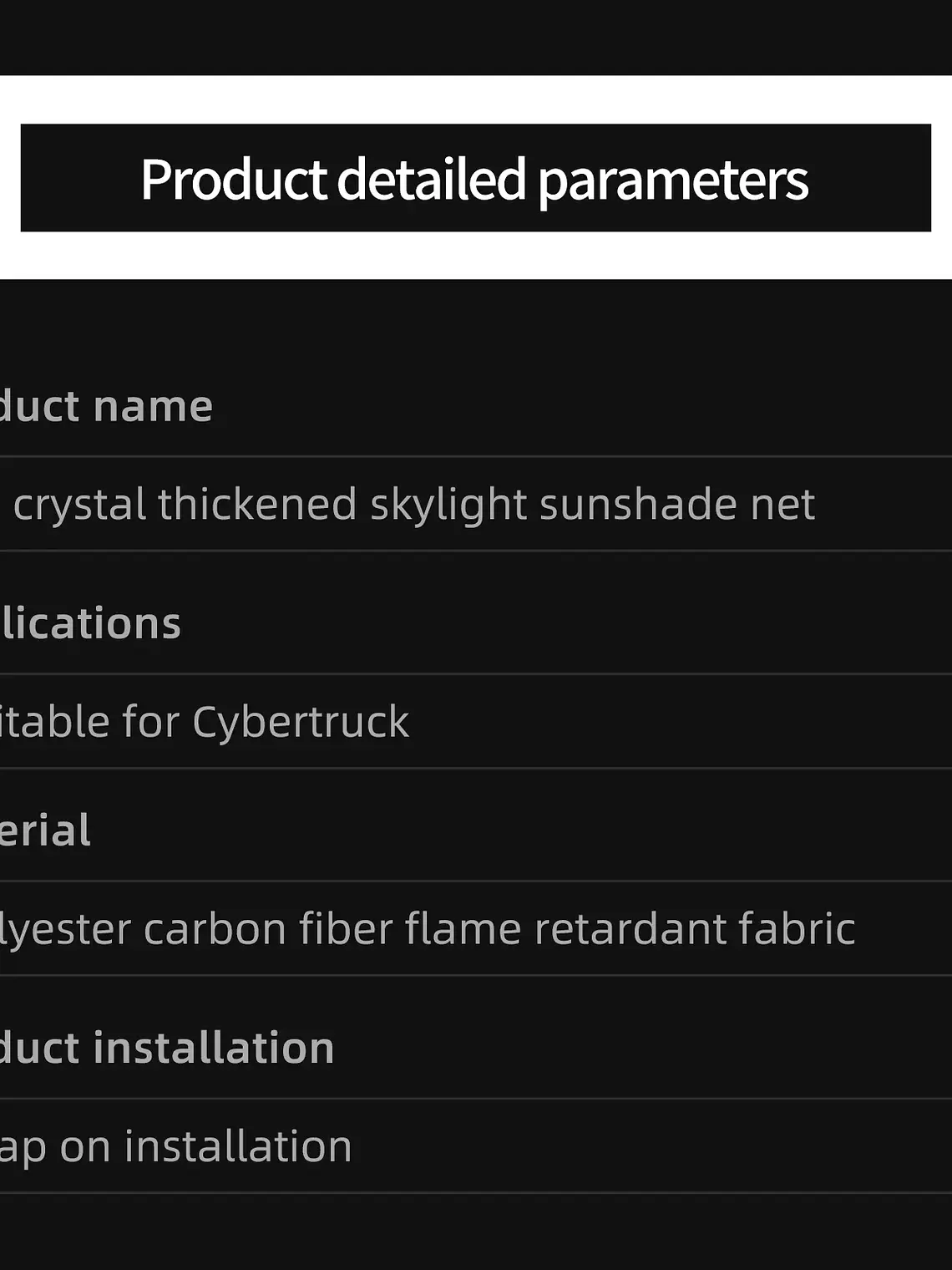 Tesla Cybertruck 2024-2025 Car Skylight Sunshade Net  10