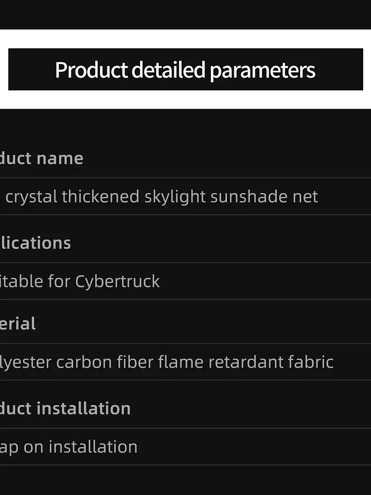 Tesla Cybertruck 2024-2025 Car Skylight Sunshade Net  10