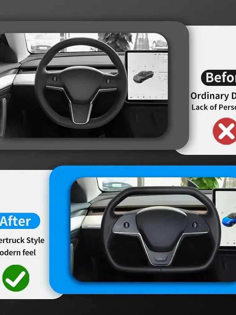 Yoke Cyber Truck Microfiber Leather Steering Wheel for for Tesla Model 3/Y 7