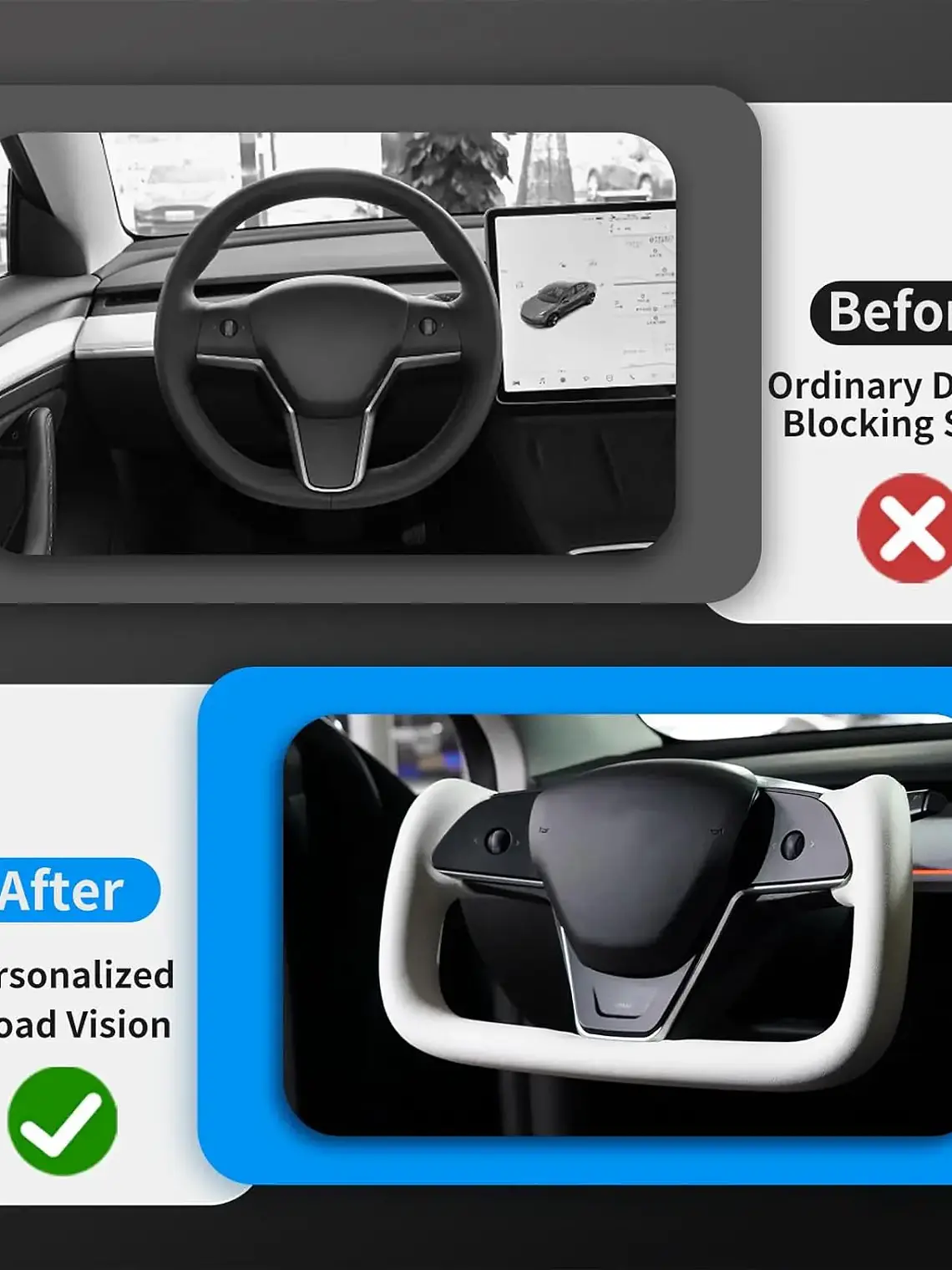 Yoke Cyber Truck Microfiber Leather Steering Wheel for for Tesla Model 3/Y 19