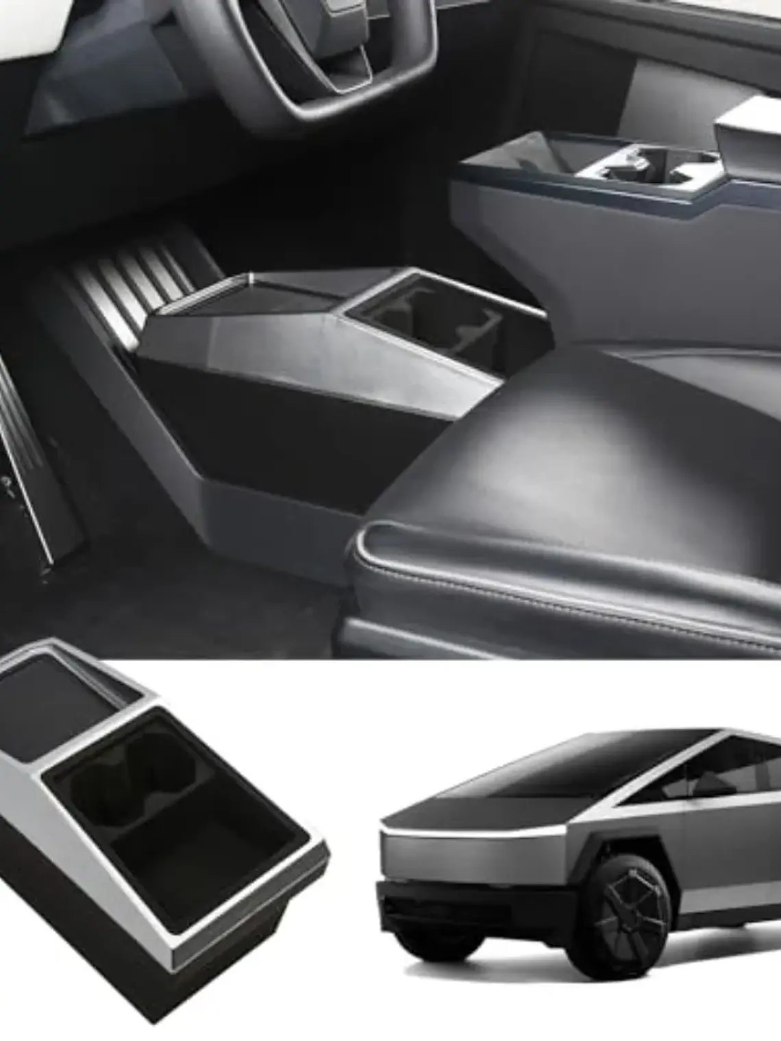Floor Console Organizer for Tesla Cybertruck w/ USB Charging Port 1