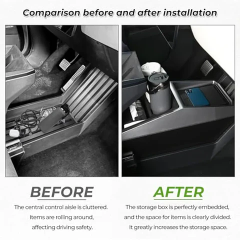 Floor Console Organizer for Tesla Cybertruck w/ USB Charging Port