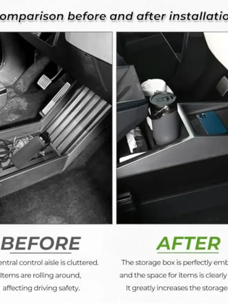 Floor Console Organizer for Tesla Cybertruck w/ USB Charging Port 2