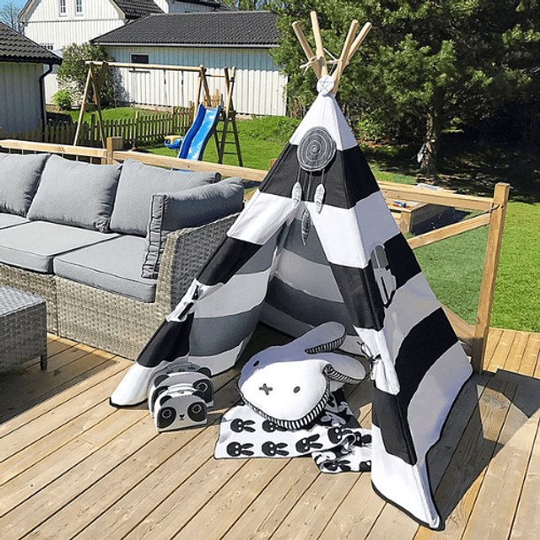 Carpa Tipi para Niños Diseño Francés Color Blanco y Negro 6