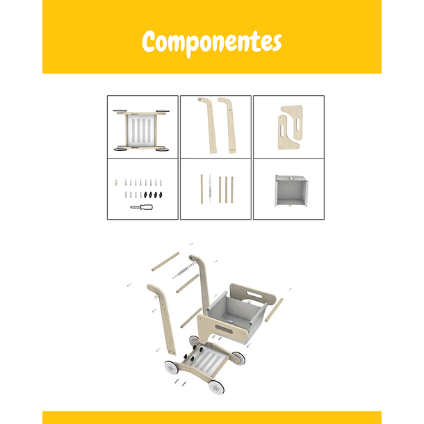 Juguete Carro Madera con Canasta de Tela 5