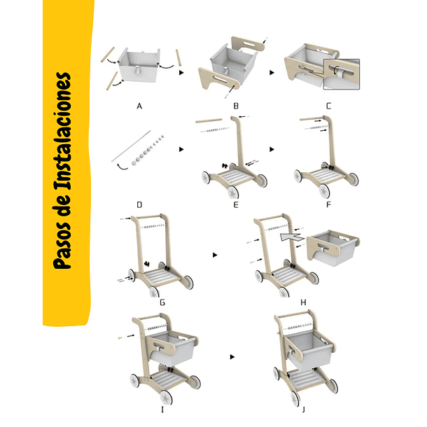 Juguete Carro Madera con Canasta de Tela 6