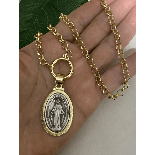 cadena rolo con virgen milagros peltre 4