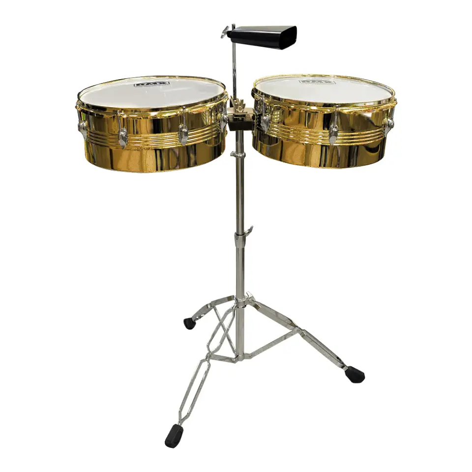 Timbaleta color dorado 13 y 14 pulgadas RMX con cencerro 1