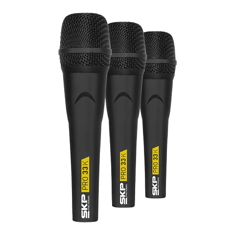 Set de 3 Micrófonos Dinámicos SKP PRO 33K con maleta