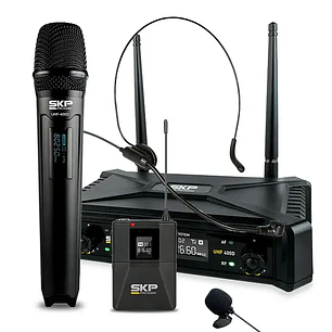 Sistema Inalámbrico Mano + Cintillo o Solapa UHF 400D SKP Audio