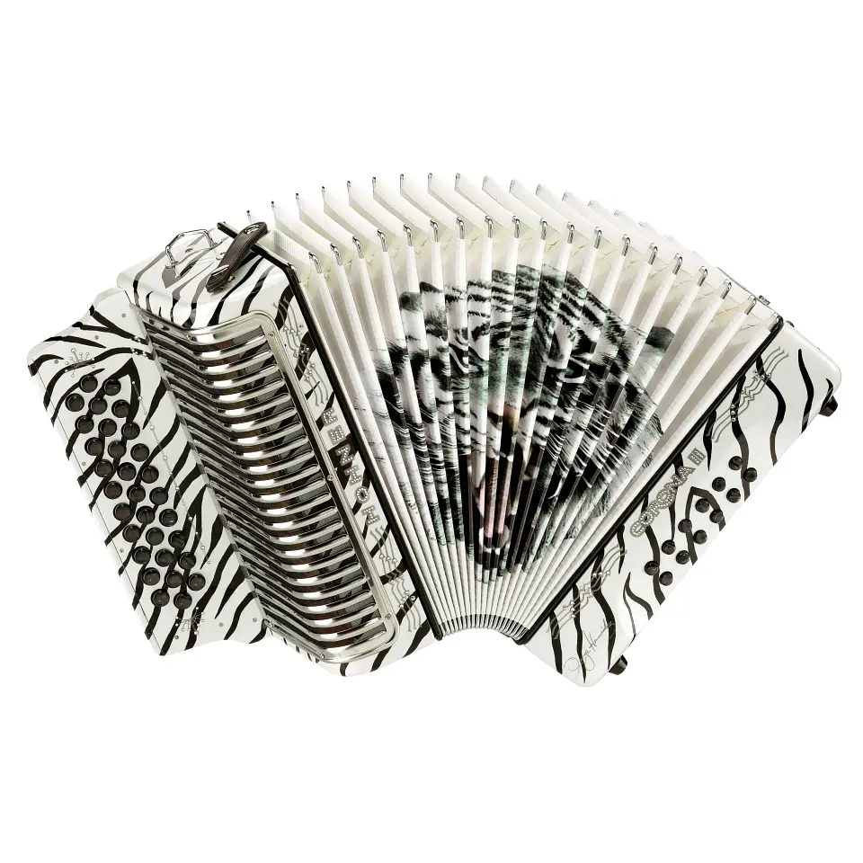 Acordeon hohner Corona II Los Tigres del Norte Fa Sib Mib - White 1