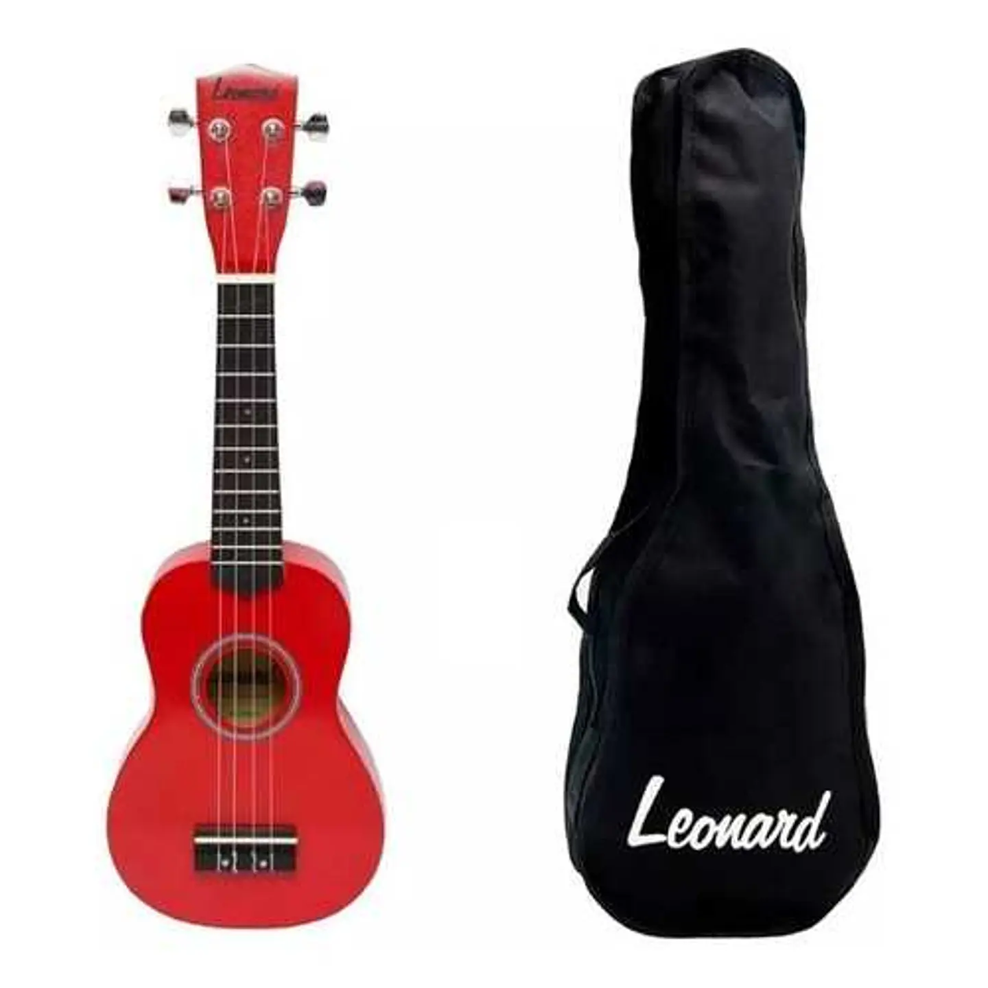 Ukelele Soprano LEONARD color rojo con funda 1