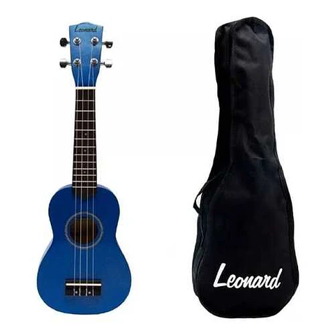 Ukelele Soprano LEONARD color azul con funda