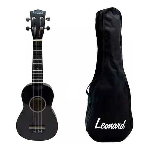 Ukelele Soprano LEONARD color negro con funda