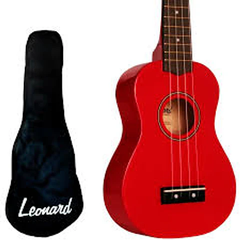 Ukelele soprano con Funda Leonard Rojo