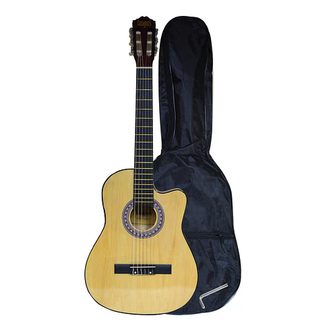 Guitarra con sacado Zaragoza color natural cuerdas Nylon con funda