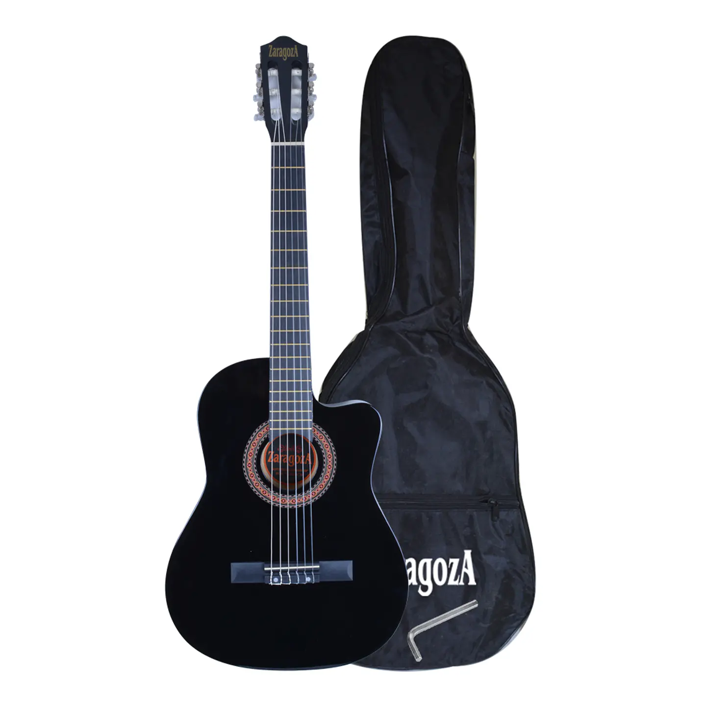 Guitarra con sacado Zaragoza color natural cuerdas Nylon con funda 1