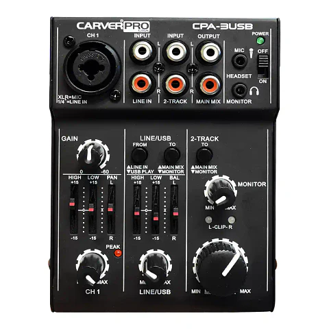 Mini Mixer USB 3 Canales 5V Carver Pro CPA-3USB