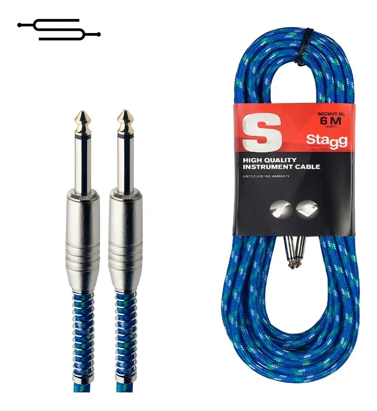Cable de Instrumento Plug Tela Azul Stagg 6m 1