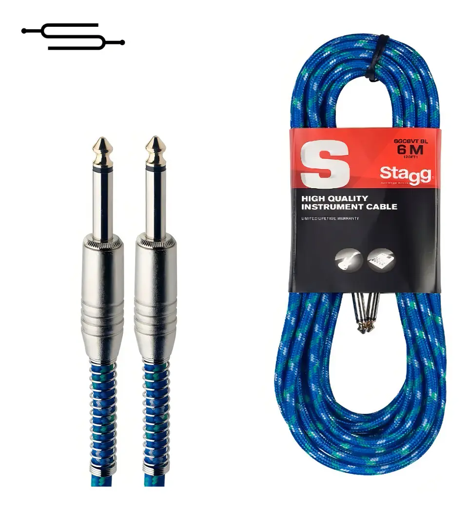 Cable de Instrumento Plug Tela Azul Stagg 6m 1