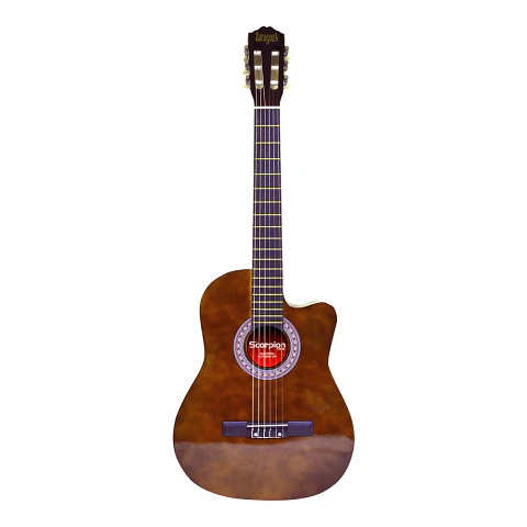 Guitarra con sacado Scorpion color café cuerdas nylon con funda 