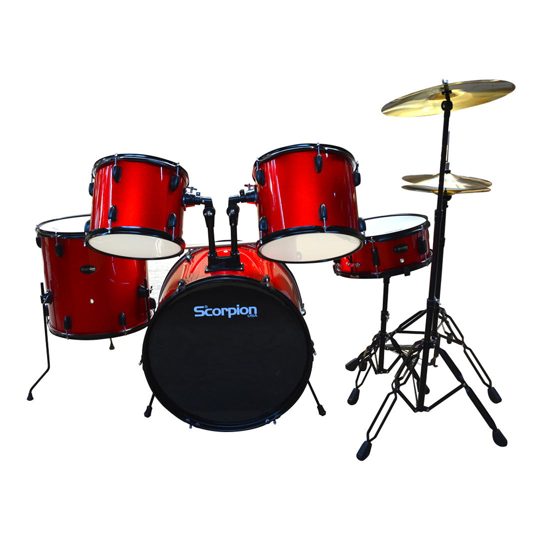 Bateria acustica de 5 piezas Scorpion Roja 1