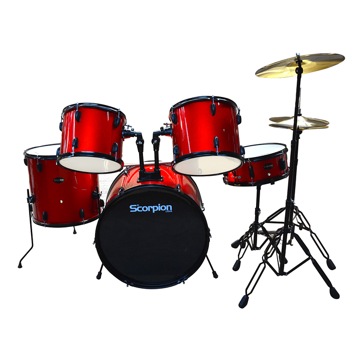Bateria acustica de 5 piezas Scorpion Roja 1