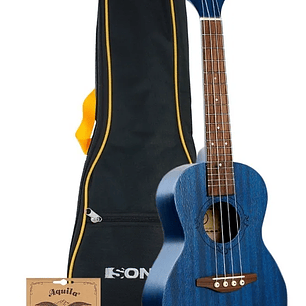 Ukelele Soprano Sonun 21 Azul con Funda Cuerdas Aquila 