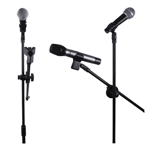 Atril o Pedestal de Microfono con 2 Boom + 2 Porta Microfono RMX