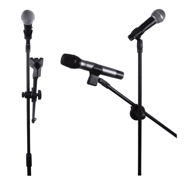 Atril o Pedestal de Microfono con 2 Boom + 2 Porta Microfono RMX 1