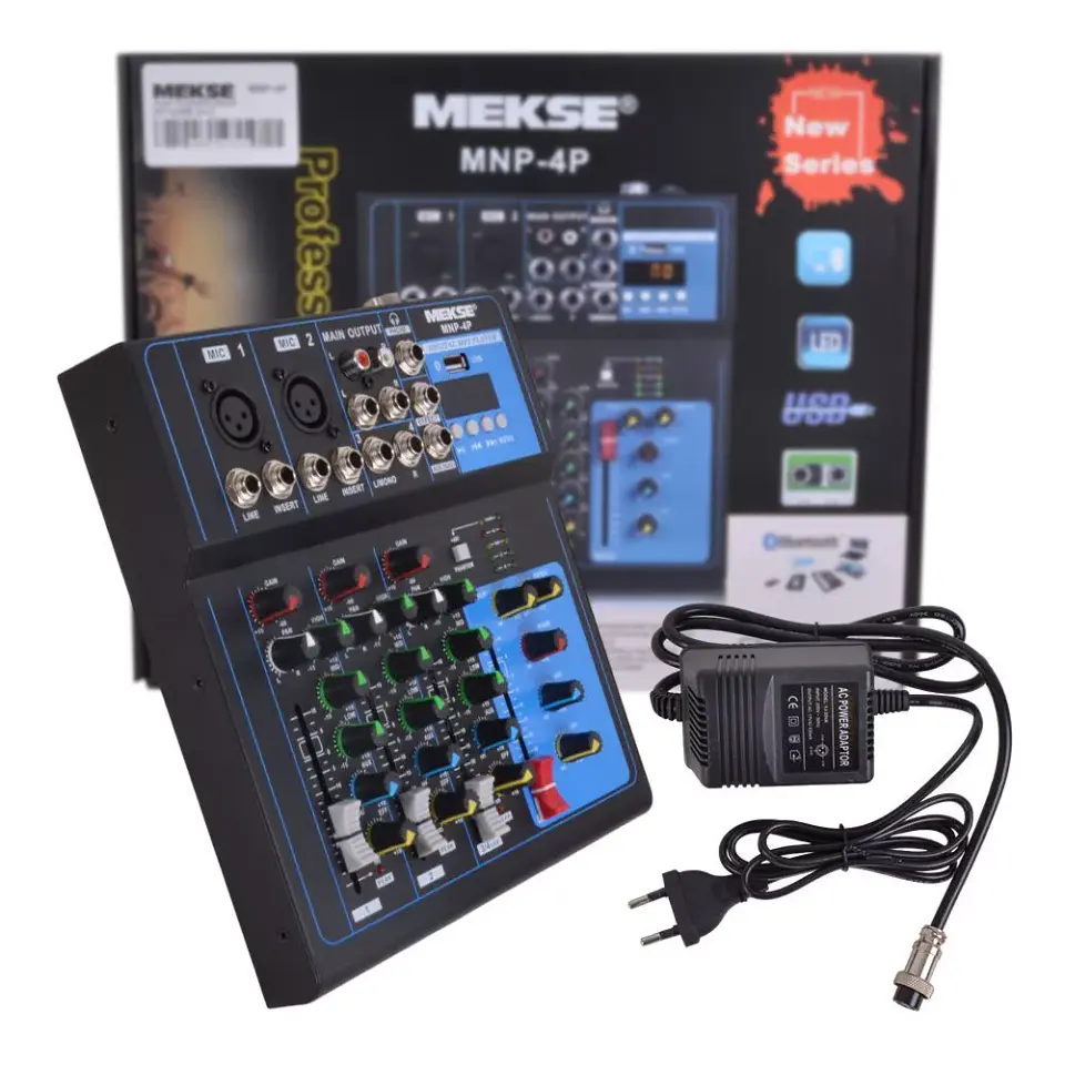 Mezcladora Pasiva 4 canales BT/USB Mekse 1