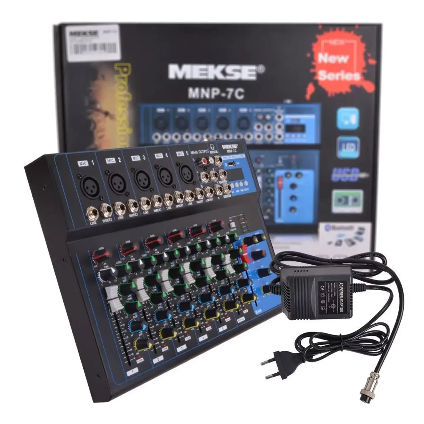 Mezcladora Pasiva 7 canales BT/USB Mekse 1