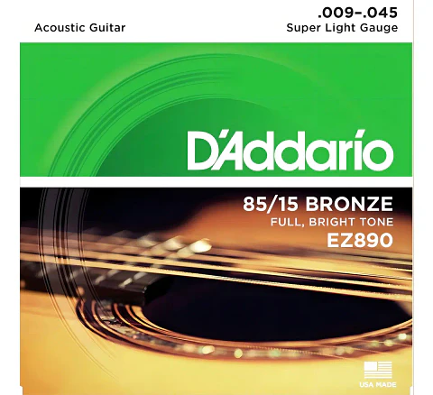 Cuerdas guitarra acústica EZ-890 Daddario 9-45 Bronze 85/15