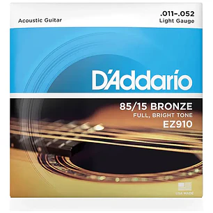 Cuerdas guitarra acústica EZ 910 Daddario 11-52 Bronze 85/15