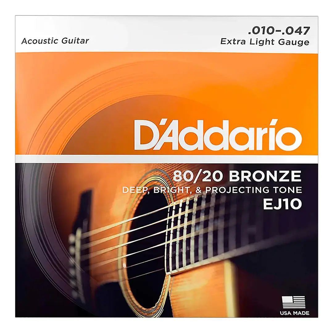 Cuerdas de guitarra acústica EJ10 DADDARIO 10-47 Bronze 85/15 1