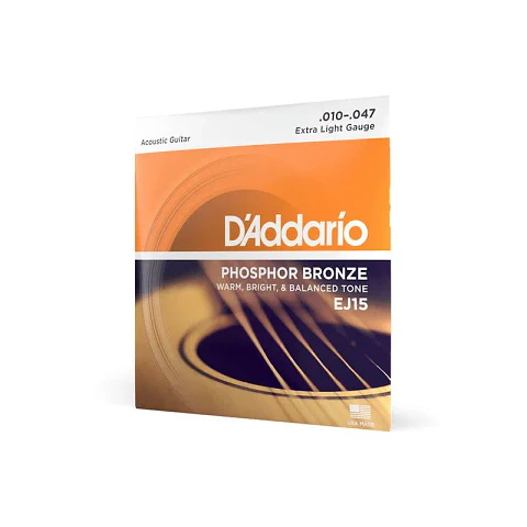 Cuerdas de guitarra acústica Phosphor Bronze Daddario EJ15 10-47 Extra Light