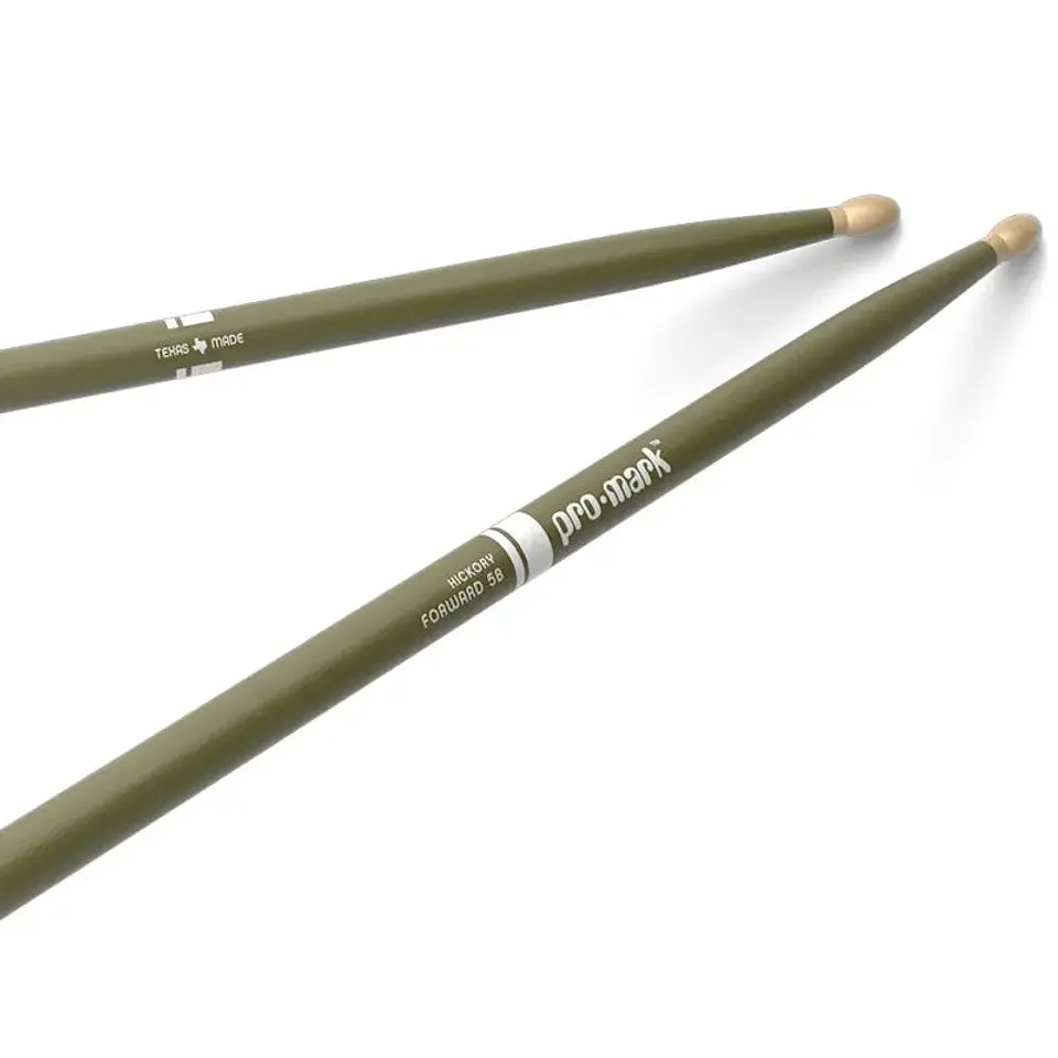 Baquetas Promark punta madera 5B Painted Hickory TX5BW - Army Green 1
