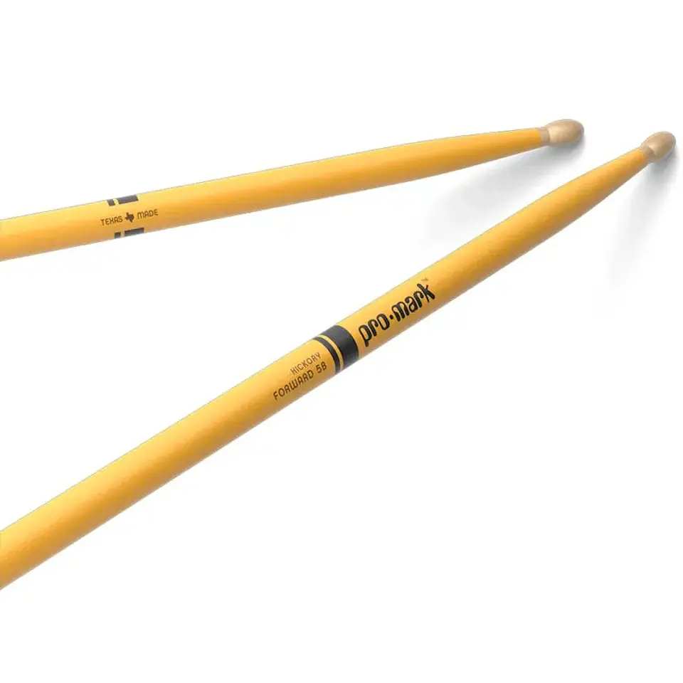 Baquetas Promark punta madera 5B Painted Hickory TX5BW - Promark Yellow 1