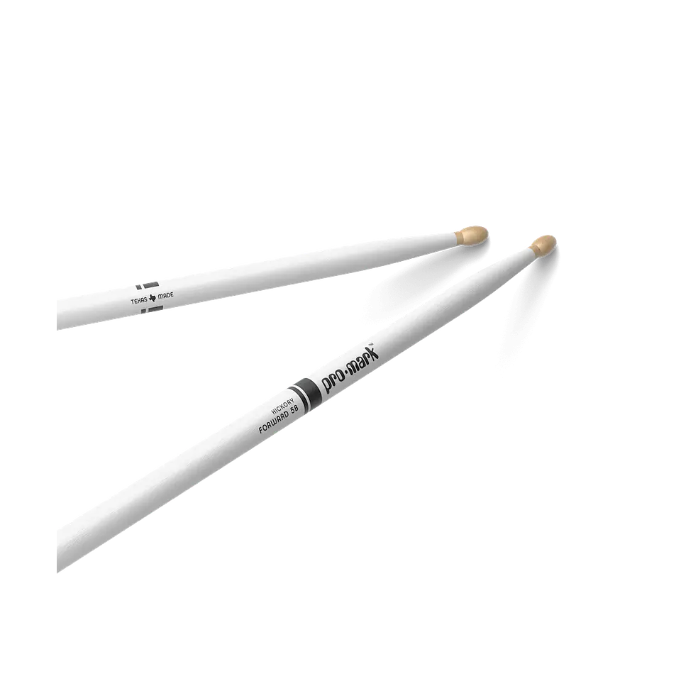 Baquetas Promark punta madera 5B Painted Hickory TX5BW - Promark White 1