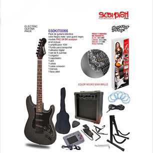 Pack Guitarra Eléctrica Negro Mate Scorpion PAC-34BK  
